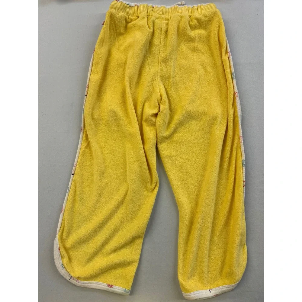 Bonjour Girls Yellow Velour Tracksuit Set Hoodie and Pants Size S 7/8